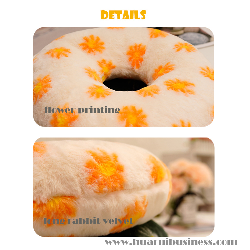 Daisy Printed Rabbit Velvet Donuts Pillow